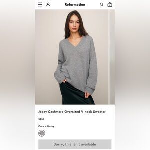 Reformation Jadey Cashmere Oversized V-neck Sweater Husky - Size M